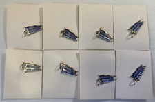 NOS Lot Of 8 Atlantic City NJ Pennant Charms 3/4 Inch Blue With Silvertone U