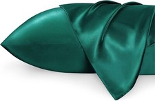 Bedsure Queen Size Satin Pillowcase Set of 2 - Dark Green Silky Pillow Cases