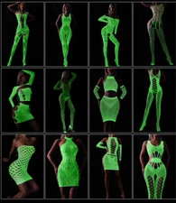 Glow-in-the-Dark Body Fishnet Bodysuit Nighttime Sexy Bodystocking Nightwear
