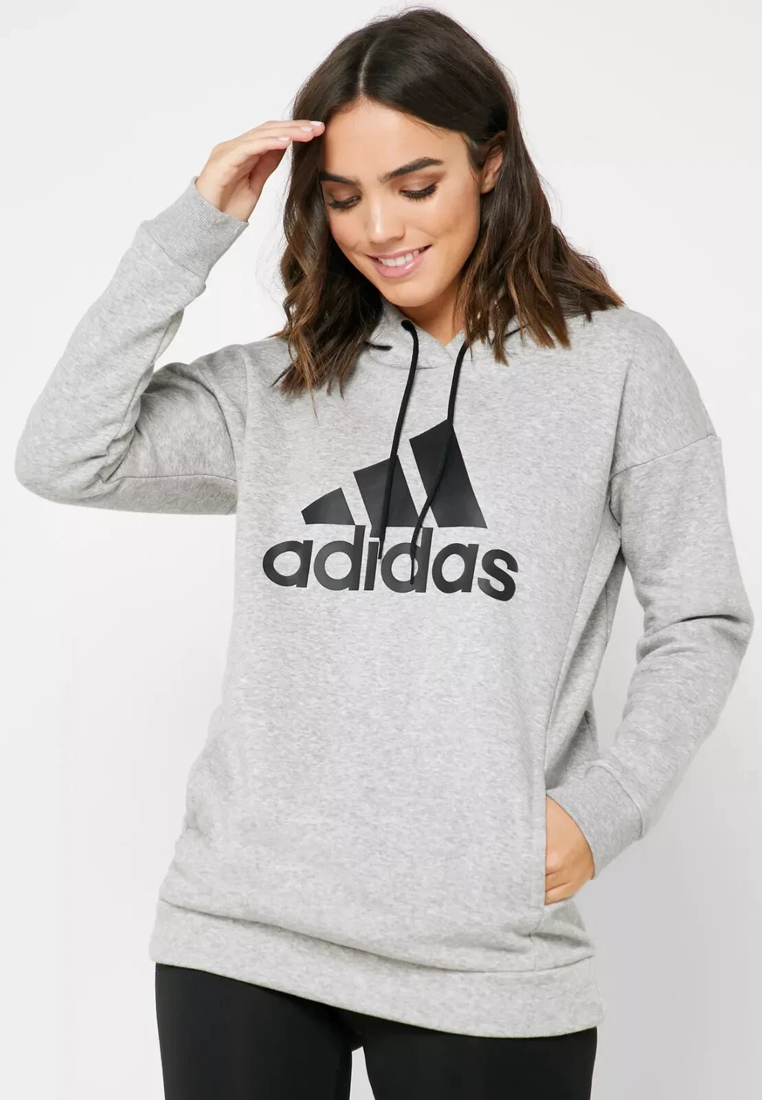Adidas EB3801 Women`s Must Haves Badge of Sport Hoodie Medium Grey Heather Small