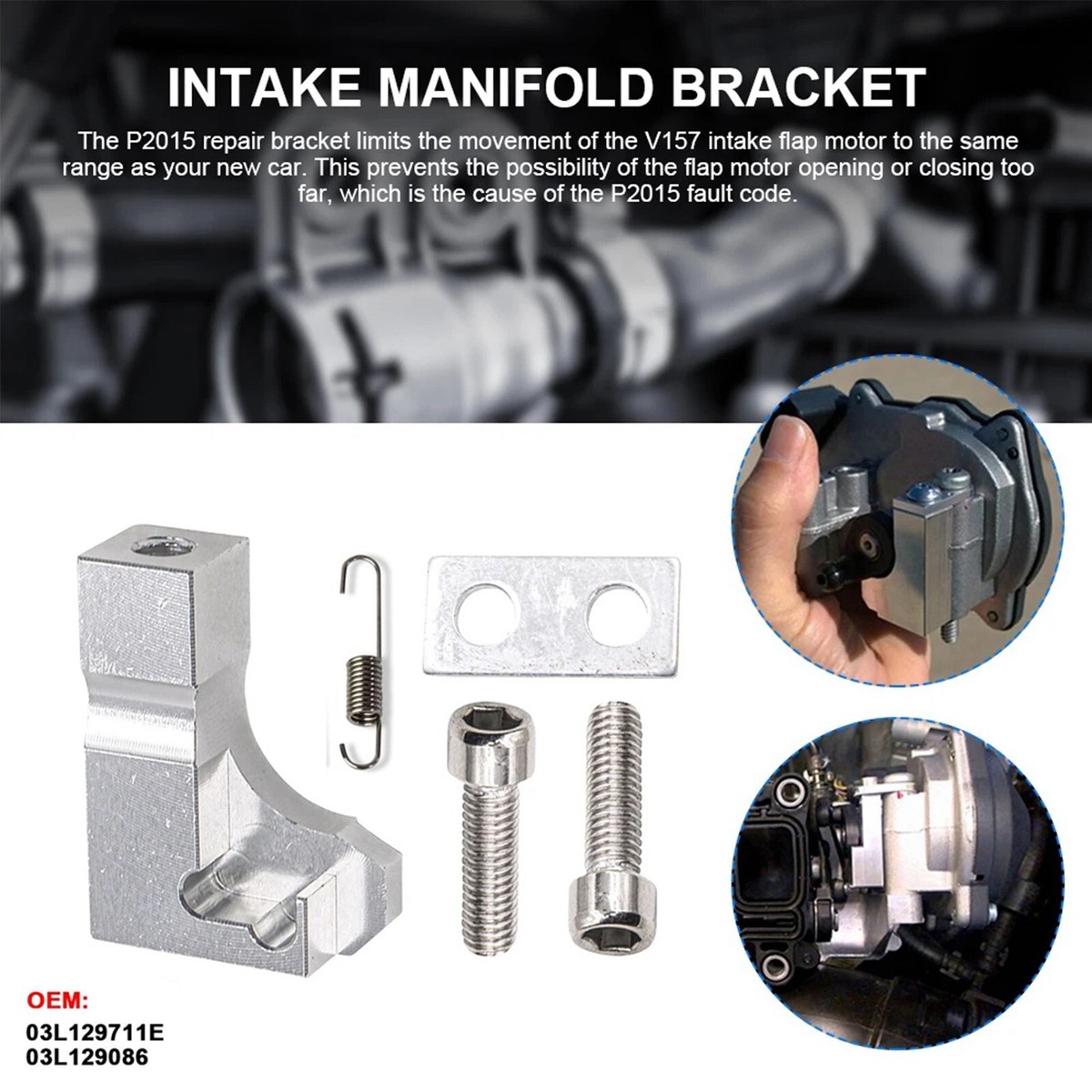 2009-14 Common Rail TDI P2015 Code Repair Bracket Kit For Aluminum 