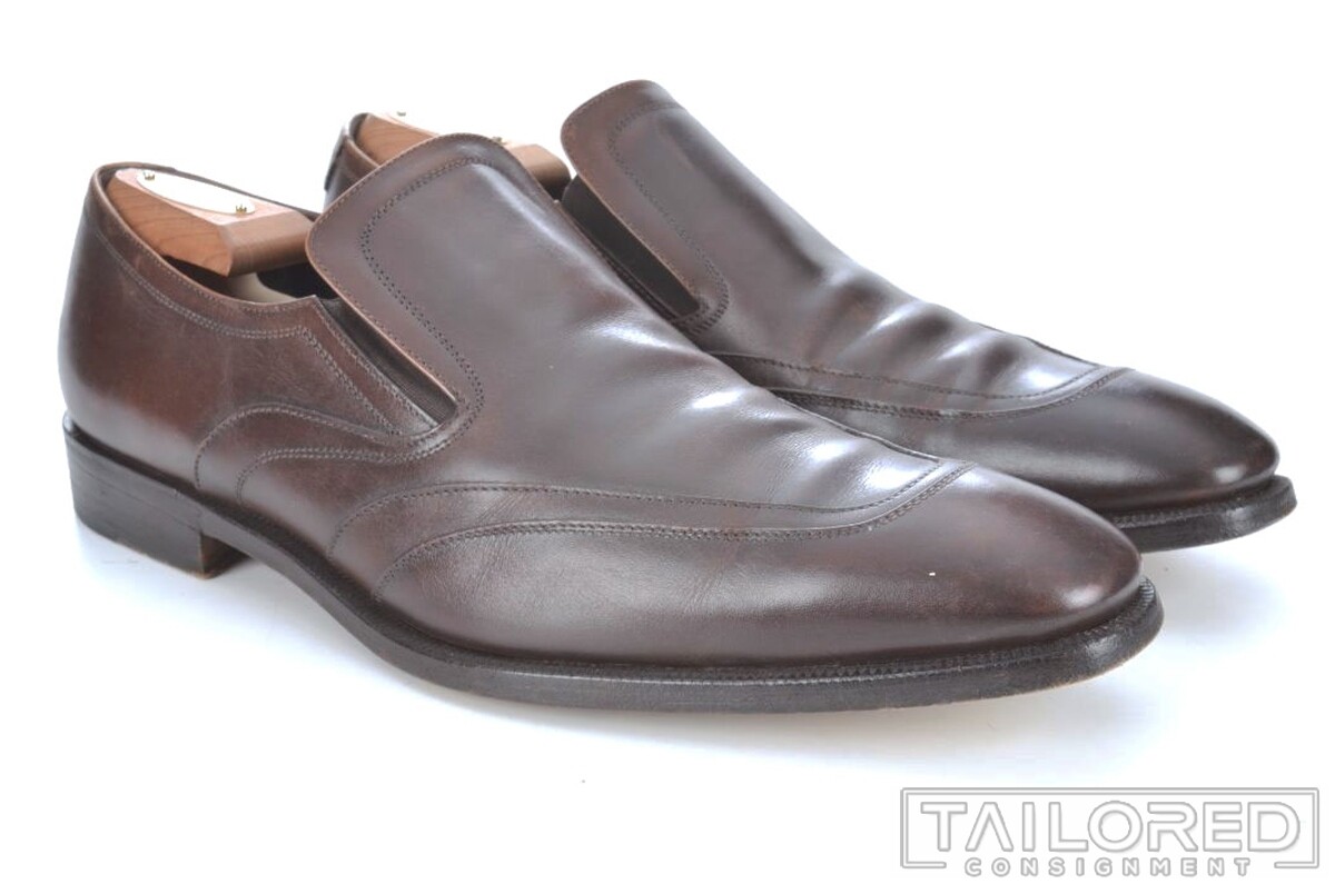 SALVATORE FERRAGAMO Solid Brown Leather Mens Loafer Dress 