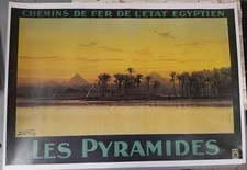 Vintage Art Print Lot 2 Egypt Pyramids LES PYRAMIDES Egyptian Travel 27.5x39.5