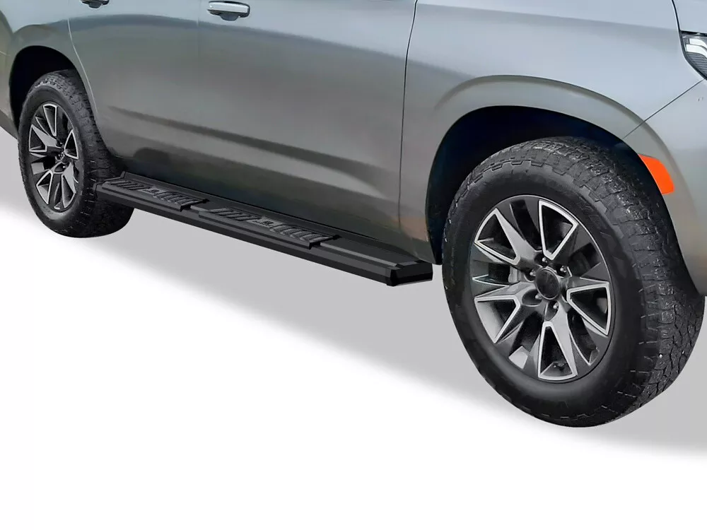 APS Black Nerf Bar Running Boards For 21 24 Chevy Tahoe GMC Yukon