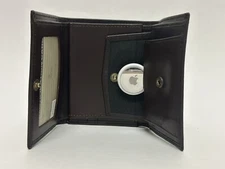 Quality Products - Genuine Leather Trifold Mens Wallet w/ AirTag Pocket (Brown)