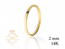 14K Yellow Gold 2mm EUROPEAN Wedding Band Ring - Comfort Fit HIGH POLISHED