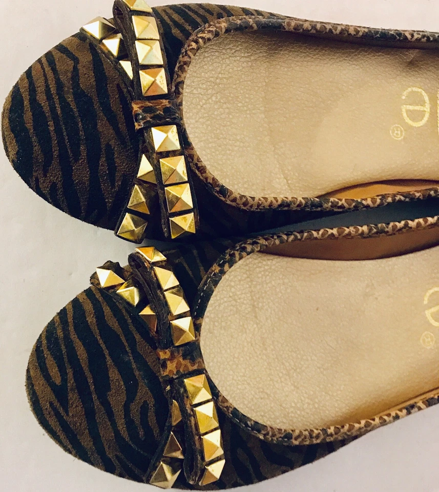 Zapatos para mujer Nicole mocasines con lazo estampado de gamuza leopardo talla 8,5 nuevos Foto 3 de 4