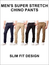 Men's Super Stretch Slim Fit Everyday Chino Pants Sizes:- 30-42 NEW FREE SHIP