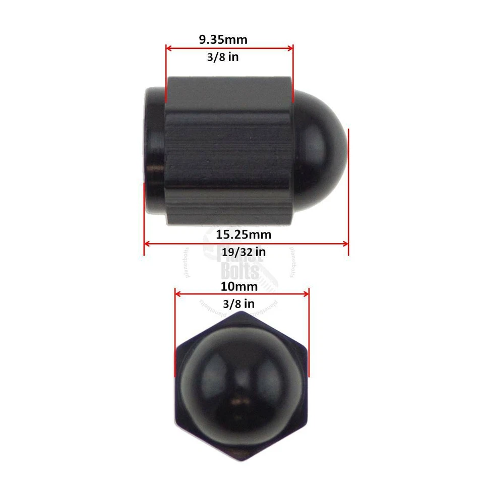 Cubierta de tapa de válvula negra 2x neumático GSXR 600 750 Ninja R1 R6 tapa hexagonal CNC aluminio Foto 2 de 3