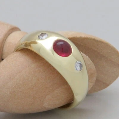 Ring Bandring 0,14ct W-si Brillant + ca. 0,25ct Rubin 585/14K Gelbgold Gr. 54 - Bild 1 von 4