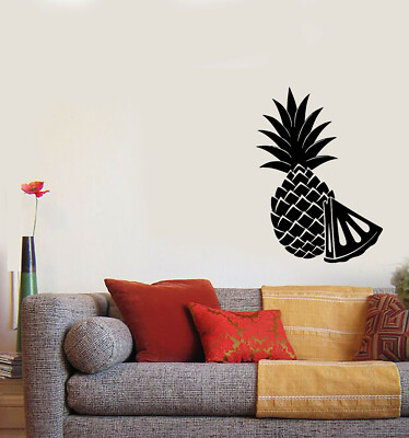 Wall Vinyl Decal Whole Pineapple with Slice of Pineapple Home Decor (n1264)