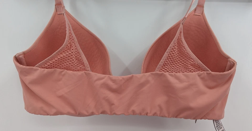 Victoria's Secret Sujetador 32D Melocotón Camiseta Ligeramente Forrada Demi Racerback-LEER Foto 4 de 4