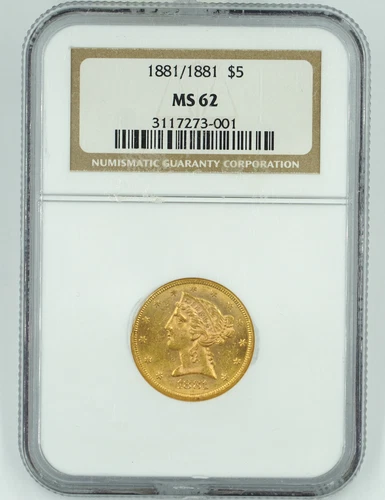 1881/1881 NGC MS62 $5 Gold Liberty