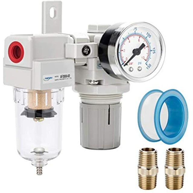 1 4 NPT Compressed Air Filter Regulator Combo Piggyback 5 Micron 