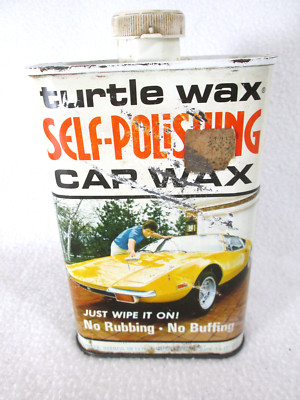 Vintage 1960's Turtle Wax Self Polishing Car Wax empty metal 16 oz. can