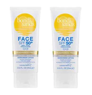 2xBondi Sands LSF 50+ ohne Duft - matt getönte Gesichtslotion 75 ml