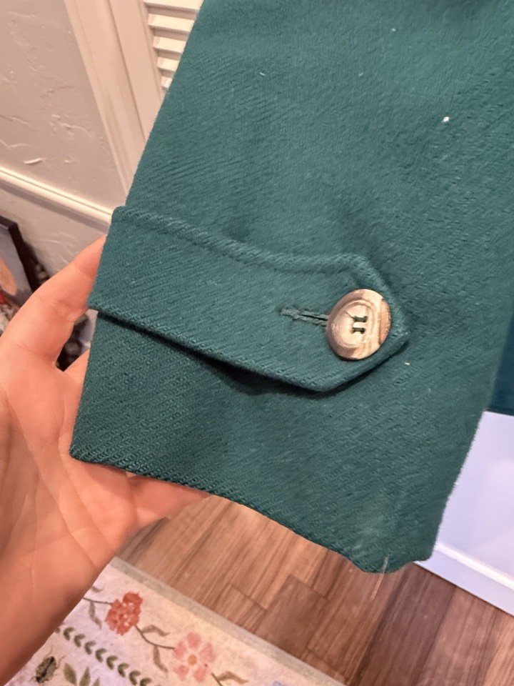 Vintage Lands End Duffel Coat Womens M Turquoise Wool Toggle Front Made ...