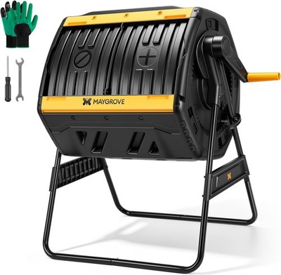 Maygrove Outdoor Compost Bin 53 Gallon Dual Chamber for Garden