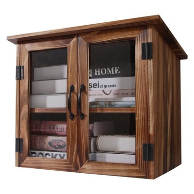 Library Box Little Wood Cabinet For Sharing Books Literature Brown 22x20x18.5''
