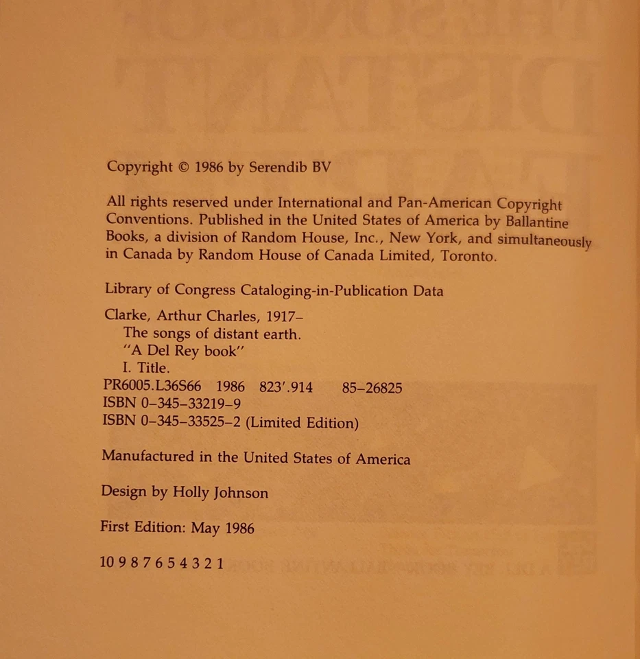 The Songs of Distant Earth by Arthur C. Clarke – 1986 First Edition, Hardcover - Image 3 of 4