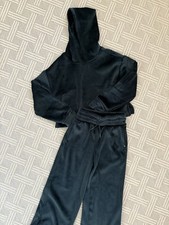 Girls Athleta, Dark Green Plush, Matching Sweatsuit Hoodie And Wide Leg Pant  