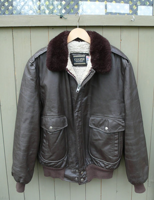 COOPER Vintage 70er Fliegerjacke L Pilotenjacke Aviator Bikerjacke Leder Jacke