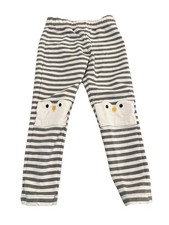 Hanna Andersson Leggings Girls 6-7 Gray White Stripe Penguin Knee Pants Heavy