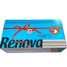 RENOVA Blue White Double Sided Facial 80 Count Tissues 3-Ply Unscented