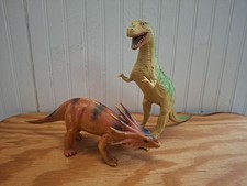 Imperial Dinosaur Dino Lot Of 2 Tyrannosaurus Rex 1985 T Rex 8" Styracosauras