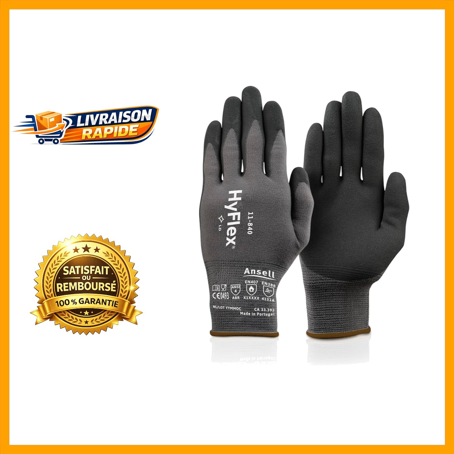 Gants Ansell HyFlex 11-840 anti-transpiration contre la fatigue des mains