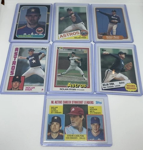 1980’s Nolan Ryan Vintage Baseball Card (Lot of 7) Topps, Donruss, Fleer