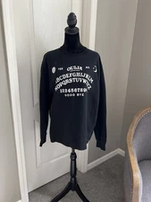 Ouija Women's Size XL Long Sleeve Fleece Ouija Board Sweatshirt Black