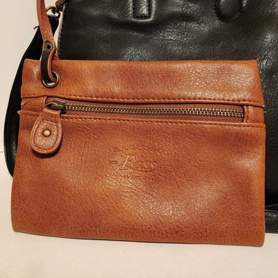 Portefeuille Pliant BASS En Simili Cuir Grainé Noir - Neuf Avec étiquettes, Format Pochettes, Zippé