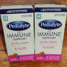 2 Boxes Pedialyte Immune Support Electrolyte Powder Packets, Mixed Berry, 6 Ct