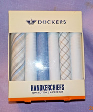 Dockers 6-Piece Men's Cotton Handkerchiefs Set Blue  White