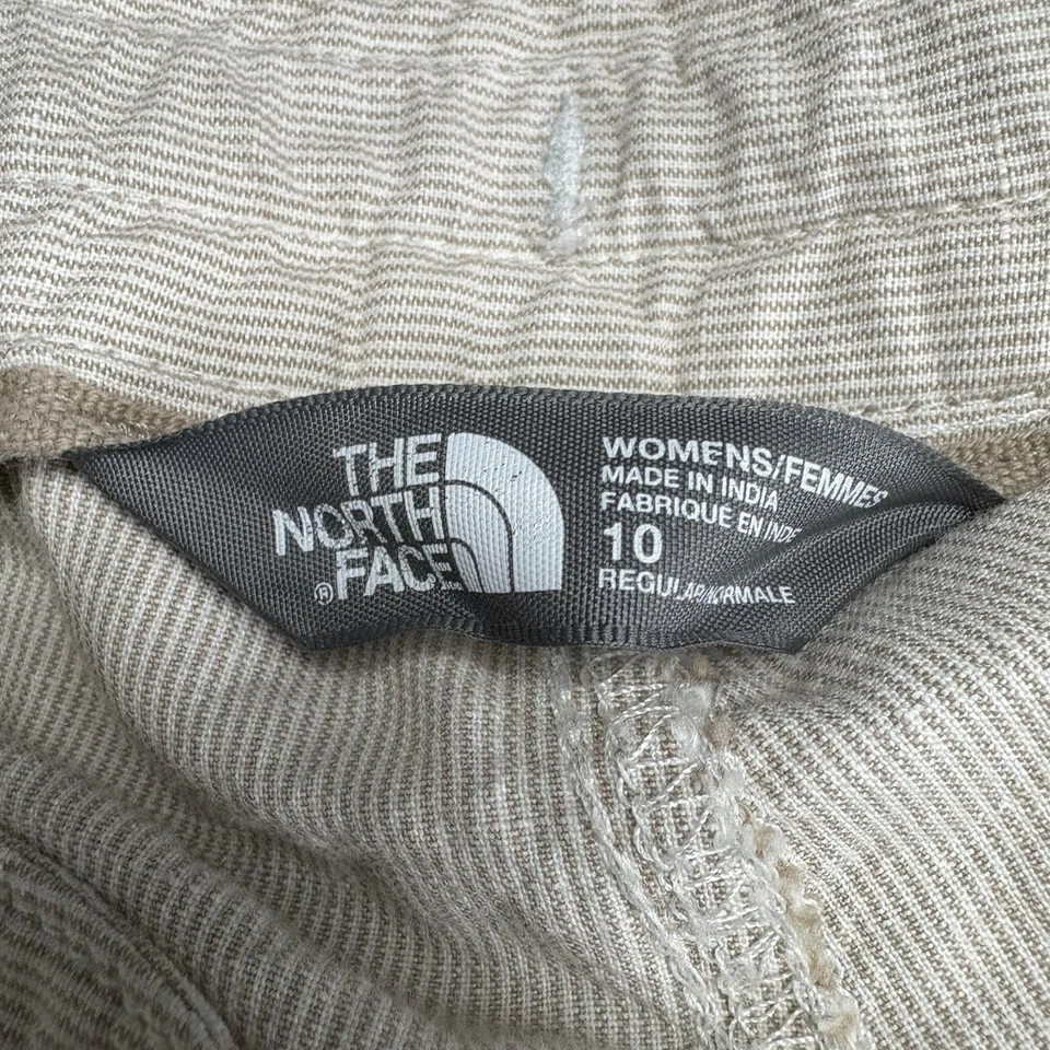The North Face Shorts Womens Size 10 Beige Striped Utility Casual Linen Blend - Image 3 of 4