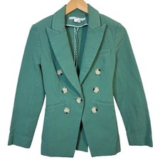 Veronica Beard Blazer Size 0 Cotton Linen Emsley Agate Green