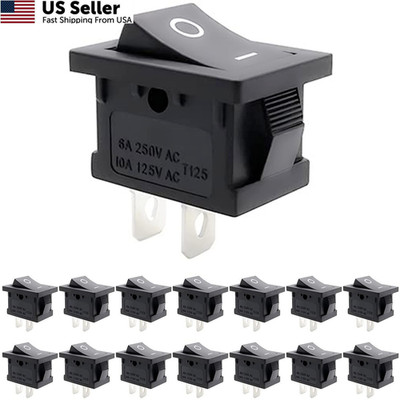 ZUPAYIPA 15 Pcs AC 6A/250V 10A/125V 2 Solder Lug SPST On/Off Mini Boat...