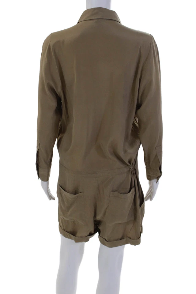 Mameluco Theory Mujer Seda Mangas Largas Botones Mironda Bandit Marrón Talla 6 Foto 3 de 4