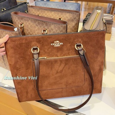 NWT COACH CCC77 Station Tote Bag suede, Vintage Brown Holiday Gift
