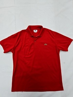 Lacoste Polo Shirt Red Cotton Mens Short Sleeve Size 5 France