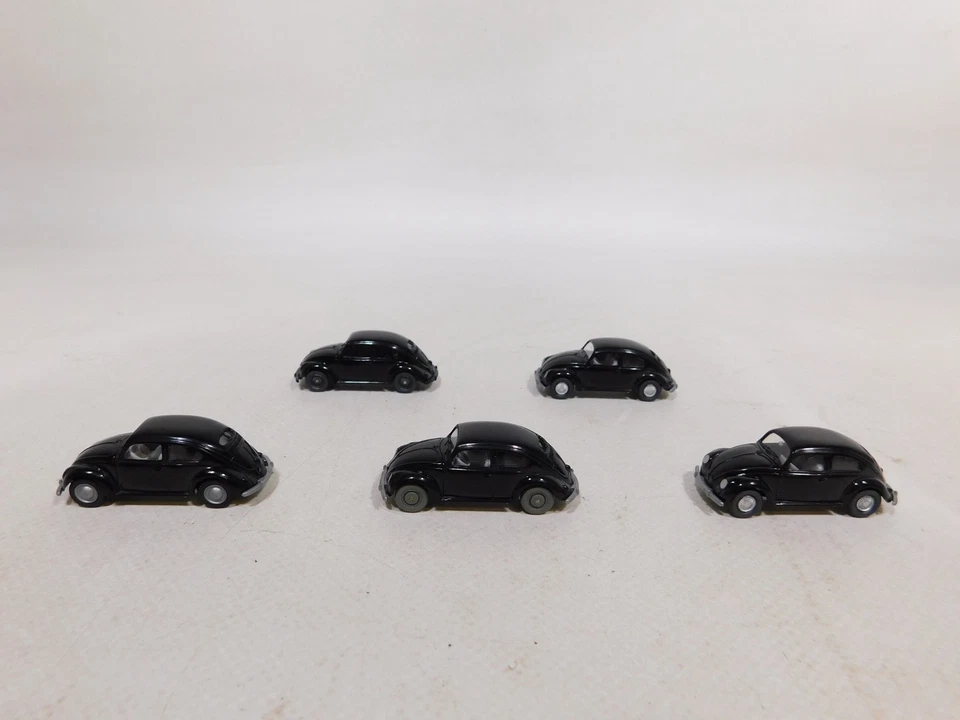 5X Wiking H0 1:87 Modello Volkswagen VW Brezelkäfer Käfer Nero Mint #DX144-0,5 - Immagine 2 di 4