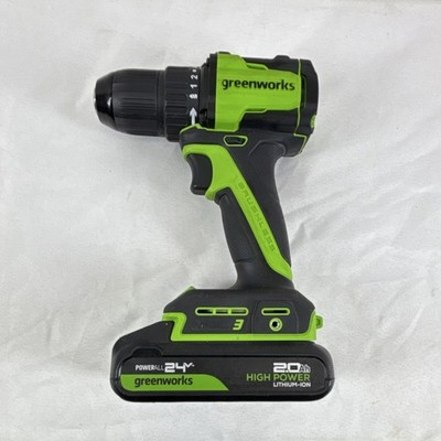 Greenworks DDG3400 Brushless Drill Driver 24V 2.0Ah Li-Ion 1/2'' Keyless Chuck