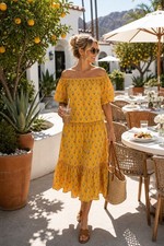 Rhode ”Frida” Yellow Floral Midi Dress - Sz Large 🌼