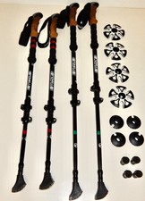 2 PAIR ~ FOXELLI HOG1 100% Carbon Lightweight Trekking Poles w/ Accessories