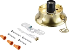 22101-06-1, Flush Mount Ceiling Fixture Shade Holder Kit with On/Off Pull Chain