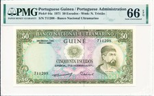 Banco Nacional Ultramarino Portuguese Guinea 50 Escudos 1971  PMG  66EPQ