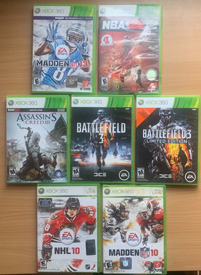 Xbox 360 Games (7x)- Madden 10 13, NBA 2K12, Assassin's Creed III, Battlefield 3