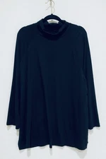 J Jill Top Womens XL Black Luxe Supima Everyday Turtleneck Tunic Minimalist