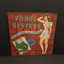 ✨VTG ORIGINAL 1942 Three Sisters w/Cloth-LikeClothes Flocked PaperDolls {UNCUT}✨